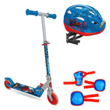 Pack Patinete Spiderman + Casco Spiderman + Protecciones