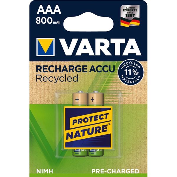 Varta Blister de 2 pilas recargables AAA recycled 800mAh Oro Verde (R03)