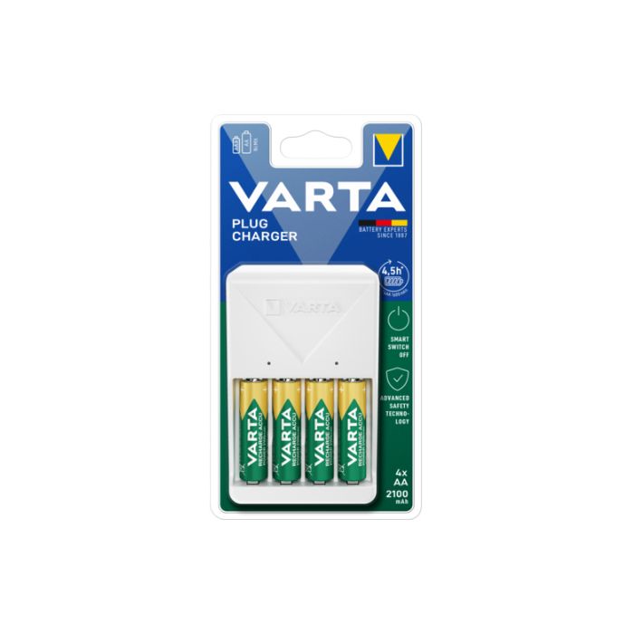 Varta Rechargeable Battery Charger Plug Charger 4x Rechargeable Batteries (05460)