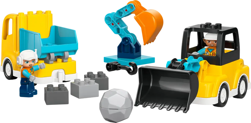 Vehículos construcción LEGO DUPLO 10475 con excavadora, camión, grúa y accesorios
