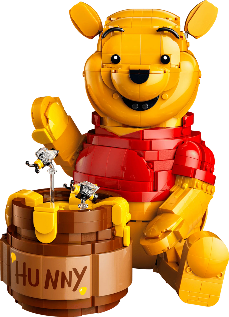 Vista completa Winnie the Pooh LEGO 43300 amarillo rojo 23 cm altura Disney
