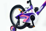 Vista lateral completa de la bicicleta UMIT Alice referencia 1625-03 en violeta, destacando guardabarros decorativos, cesta práctica y estructura resistente ideal para niñas de 5 a 7 años
