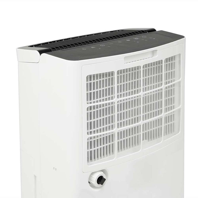 Vista lateral del DH 3010 con asa y ruedas para transporte fácil.
