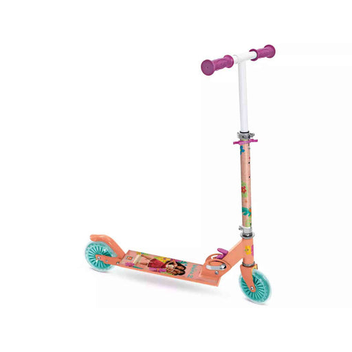 Vista lateral del patinete plegable Vaiana con ruedas de 120 mm y manillar ajustable