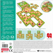 Vista trasera con instrucciones y piezas ilustradas del juego.
