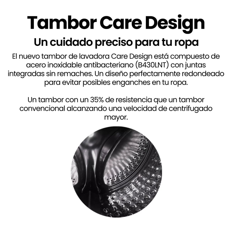 Lavadora Infiniton WM-N94ABE de 9 kg, carga frontal, 1400 rpm, clase A, motor Inverter Quattro, Anti-Microbic, color blanco