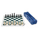 Conjunto de ajedrez escolar 50x50 cm, de la marca Cayro, con tablero enrollable, piezas de plástico y bolsa de transporte. Ideal para niños y principiantes.