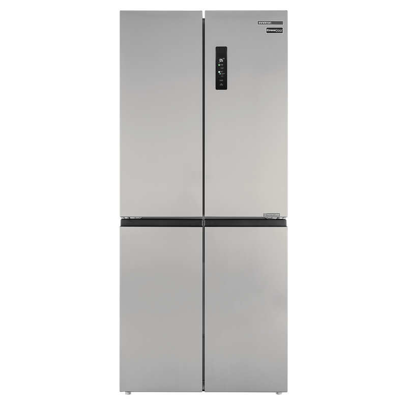 Frigorífico americano Cross Door Infiniton AMCB-415CD82XET en acero inoxidable, con cuatro puertas y display táctil de control en la puerta