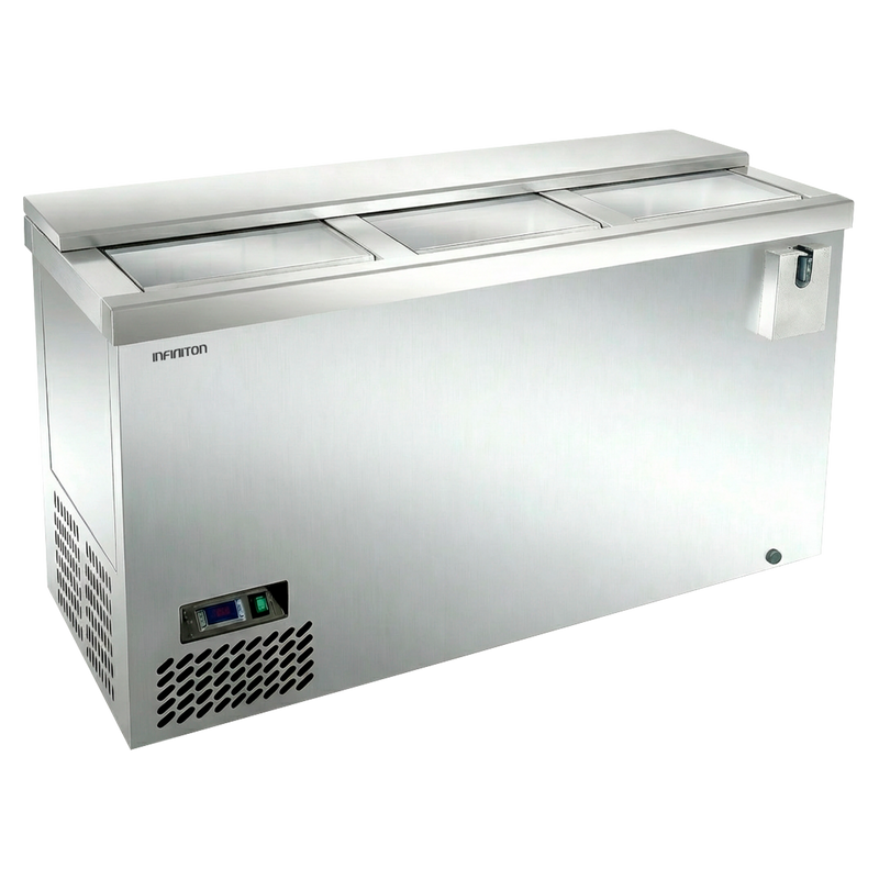 Botellero refrigerador Infiniton BCL-15H86XC4 de 438 litros en acero inoxidable con puertas correderas para hostelería