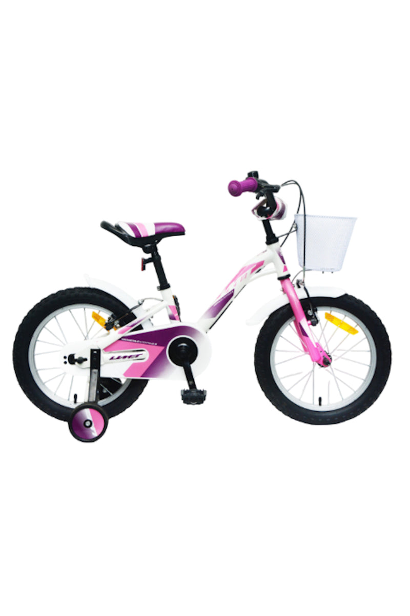 Bicicleta UMIT Alice 16 Pulgadas Blanca-Rosa con Cesta y Guardabarros - Ref. 1625-53