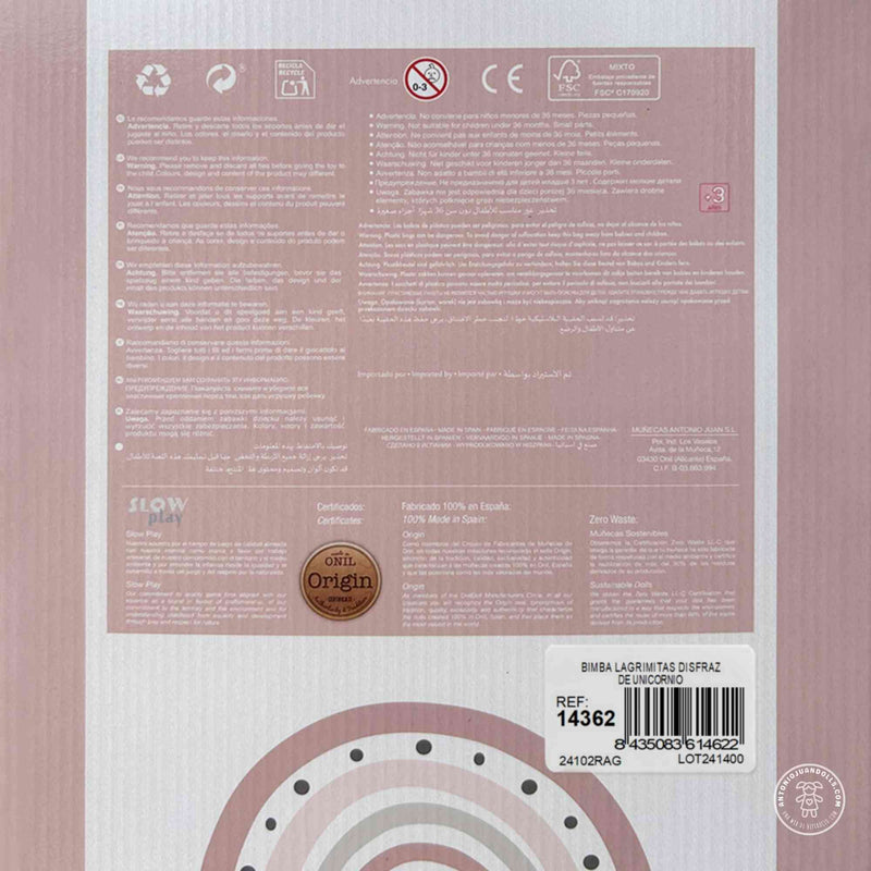 Bimba lagrimitas disfraz de unicornio — Muñecas Antonio Juan, ref. 14362 (vista 4)