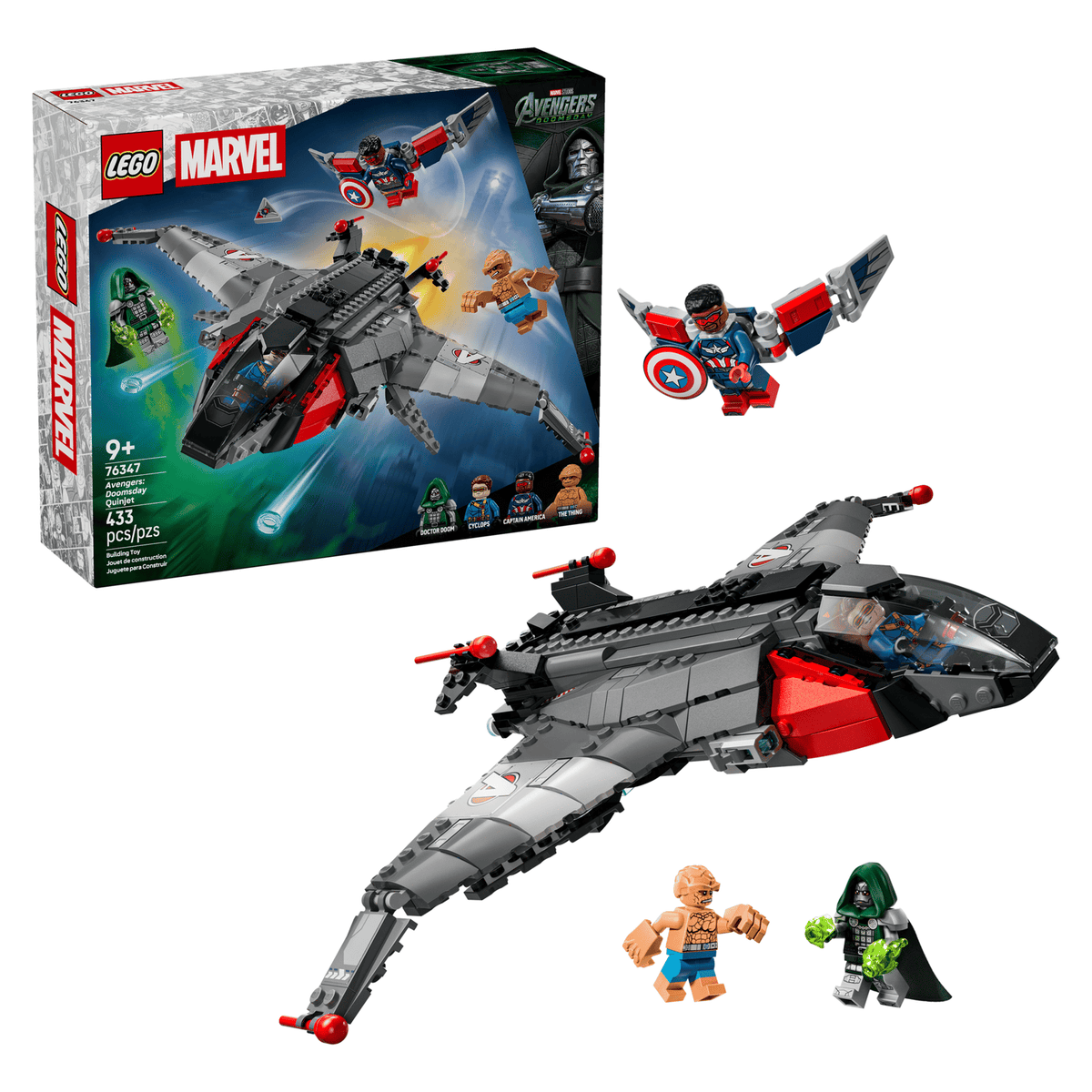 LEGO Marvel Quinjet de Avengers: Doomsday 76347 con su caja
