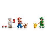 Minifiguras de Rojo, el Profesor Oak y la Dominguera con Eevee y Pikachu del LEGO 72154