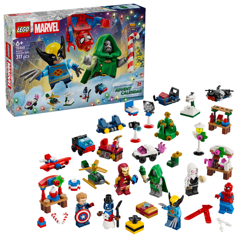 Calendario de Adviento LEGO Marvel 76340 con sus minimodelos