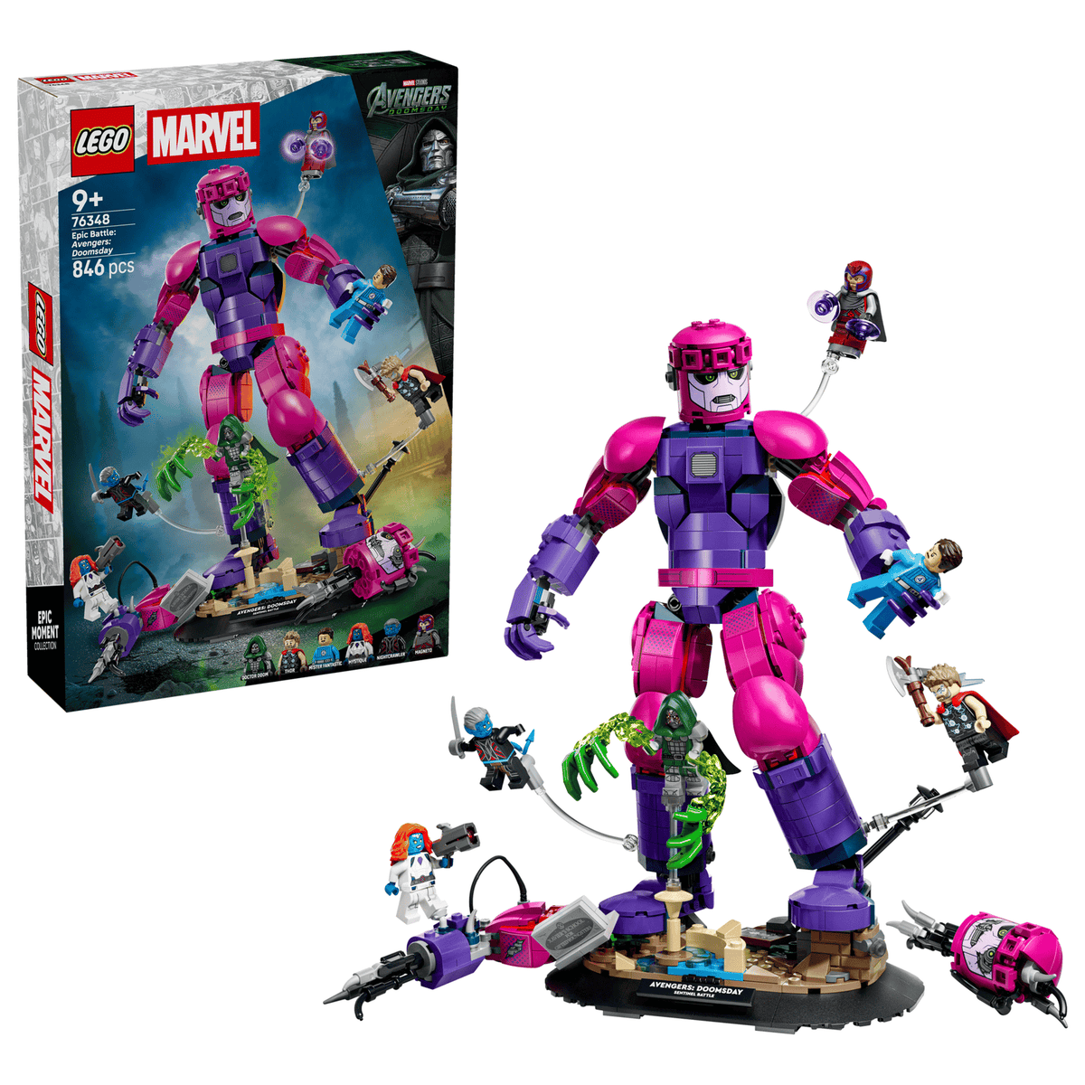 LEGO Marvel Batalla Final de Avengers: Doomsday 76348 con su caja