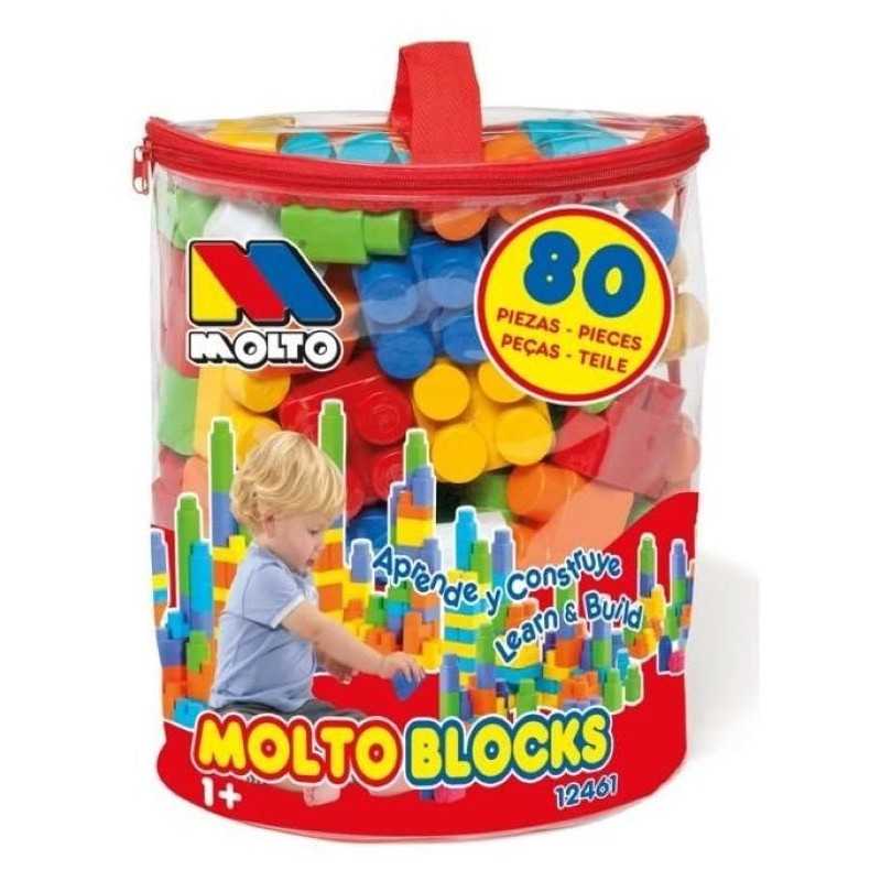 Bolsa Moltó 80 Bloques de Construcción - Creatividad y Aprendizaje desde 18 Meses (12461)