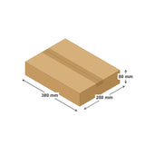 Dibujo de la caja de cartón 380 × 280 × 80 mm, medidas interiores