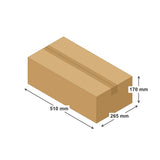 Dibujo de la caja de cartón 510 × 265 × 170 mm, medidas interiores
