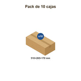 Pack de 10 cajas de cartón 510 × 265 × 170 mm