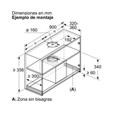 Ejemplo de montaje de la campana Balay 3BD895MM en un armario alto de 90 cm