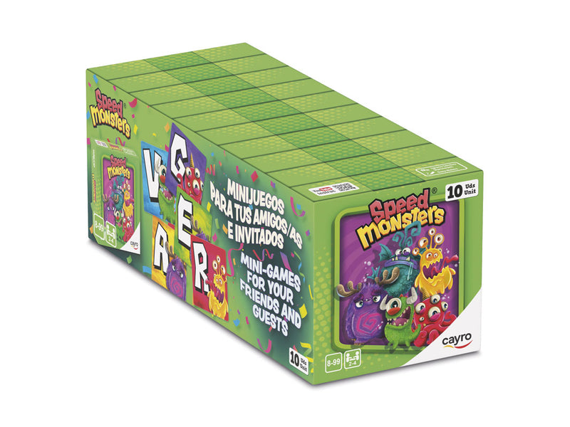 Expositor de 10 unidades del Speed Monsters Mini de Cayro 90562, el pack completo tal como se sirve