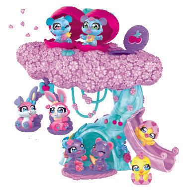 Cherry Pets Confetti Tree: casa-árbol con figuras pastel y tobogán