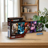 Clementoni Puzzle 1000 Panorama Magic The Gathering (39565) sobre una mesa de madera