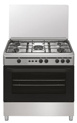 Cocina de gas Vitrokitchen CB9060I de 90 cm en acero inoxidable con la tapa de cristal levantada