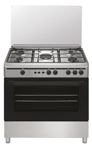 Cocina de gas Vitrokitchen CB9060I de 90 cm en acero inoxidable con la tapa de cristal levantada