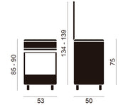 Medidas de la cocina Vitrokitchen UN55I: 53 cm de ancho, 50 de fondo y 85-90 de alto