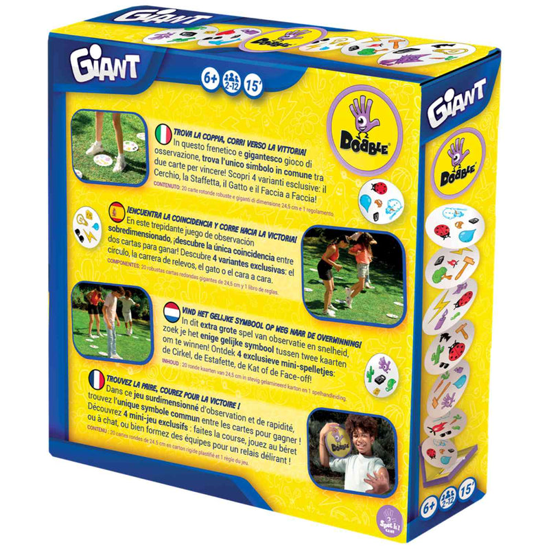 contenido dobble giant con cartas grandes
