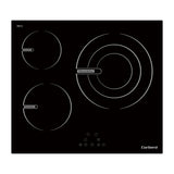 Corberó CCVG3BL574 – encimera vitrocerámica de 3 zonas y 60 cm, vista cenital con la zona ampliable de 30 cm a la derecha