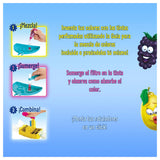 Infografía: cómo se usa el laboratorio Crayola en 3 pasos, mezcla, sumerge y combina