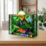 Dinosaurios Mega Box sobre una mesa de madera