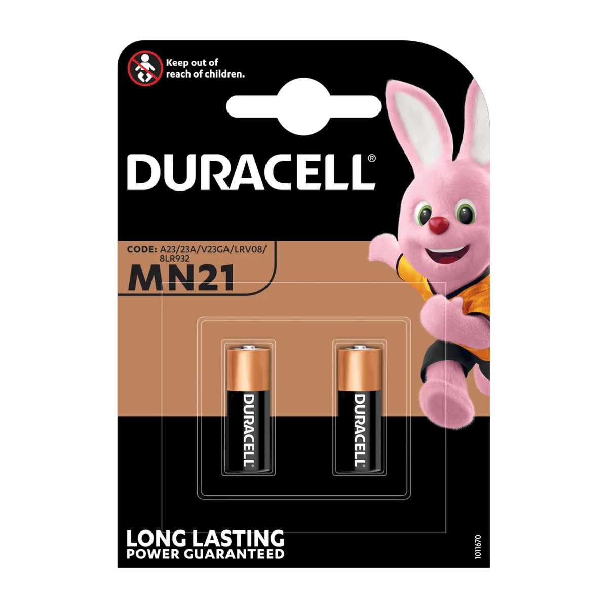 Blíster de 2 pilas alcalinas Duracell MN21 de 12 V, equivalentes a A23 y 23A