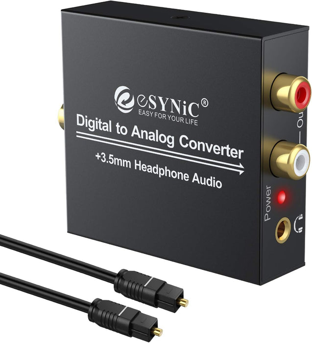 eSynic Optical to RCA 192KHz DAC Digital to Analog Audio Converter (ESYNIC)