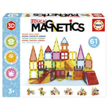 Caja de Educa Magnetics 61 piezas (20024) vista de frente, con un castillo montado