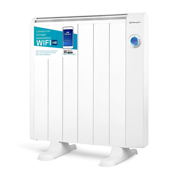 1. Emisor térmico Orbegozo RRW 1000 de 1000W con 6 elementos, cuerpo de aluminio blanco, display LCD digital y control WiFi de máxima potencia
