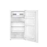 Interior del frigorífico Artica CICLOUNIQ86EB2 con la puerta abierta: evaporador arriba, dos estantes, cajón de verduras y tres balcones en la puerta