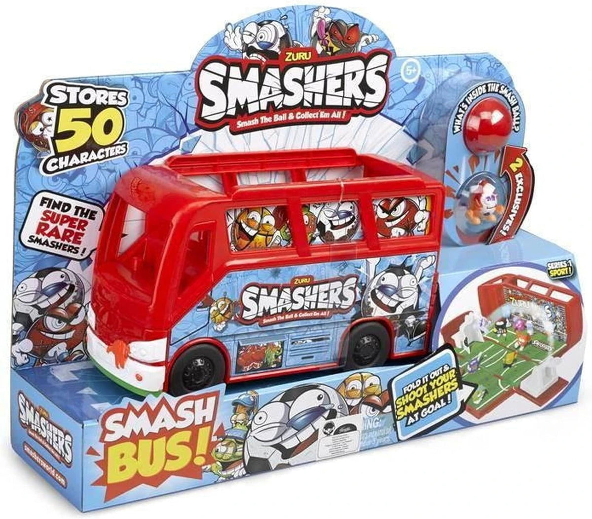 Autobús de fútbol Smashers de Famosa abierto como campo de juego
