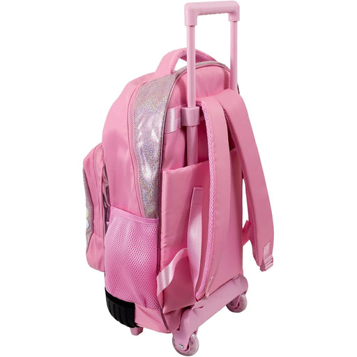Mochila carro escolar Nancy Premium de 46 cm en rosa metalizado de Famosa