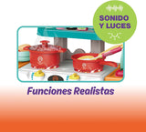 Infografía: fogones con sonido y luces de la cocina MasterChef Junior, funciones realistas