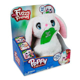 Peluche interactivo Poppy Bunny de My Fuzzy Friends de Famosa, conejo blanco