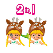 Las dos figuras Pinypon incluidas en el Bosque Mágico con sus gorros de ciervo