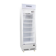 Vitrina expositora refrigerada Infiniton FCL-285 blanca de 450 litros con puerta de cristal y cinco baldas