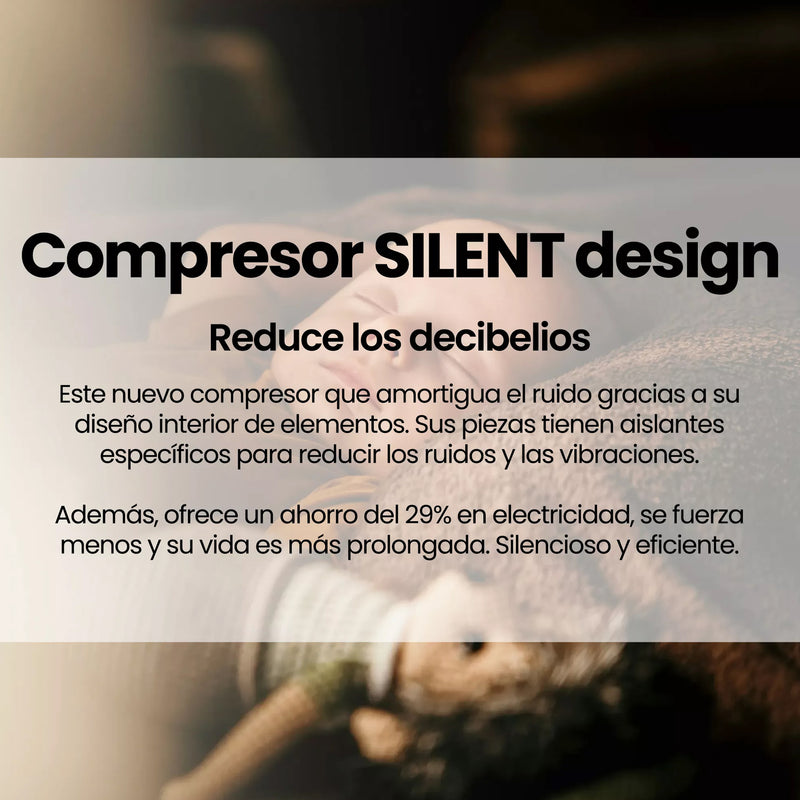 Infografía: compresor Silent design reduce los decibelios del Infiniton FGC-852C85WDK