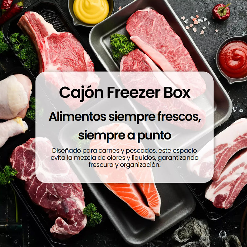 Infografía: cajón Freezer Box para carnes y pescados del Infiniton FGC-852C85WDK