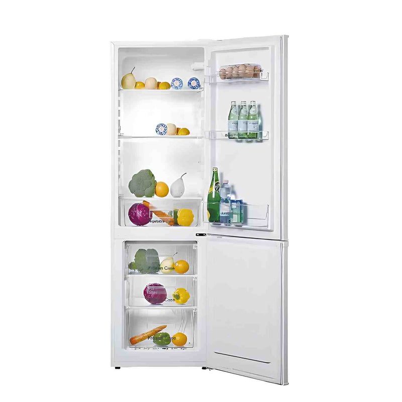 interior del frigorífico vok evr-224dew con estantes de cristal y cajón para verduras

