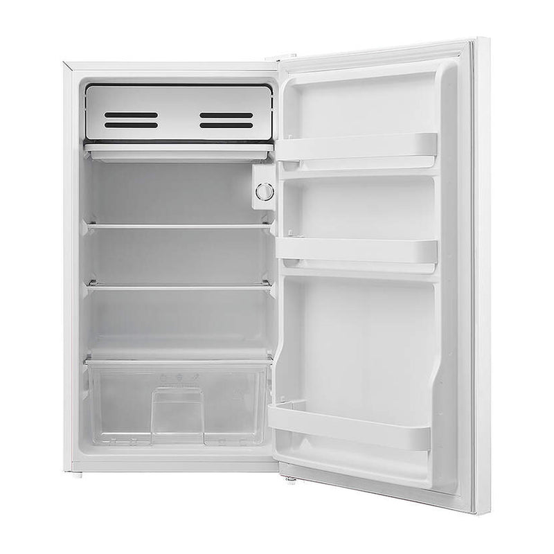 Interior del frigorífico Ártica AF1P86470EW: tres estantes de cristal, cajón de verduras y compartimento de congelación con tapa