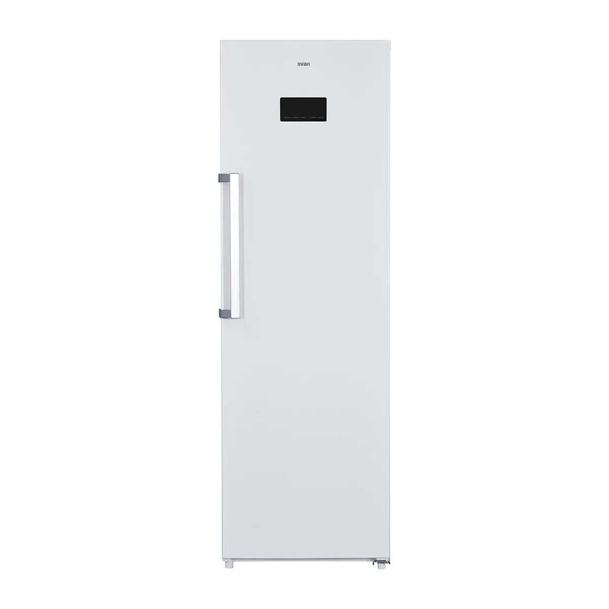 Frigorífico Svan SR185602ENFD de 1 puerta en blanco, 185 cm de alto, visto de frente con el display LED táctil